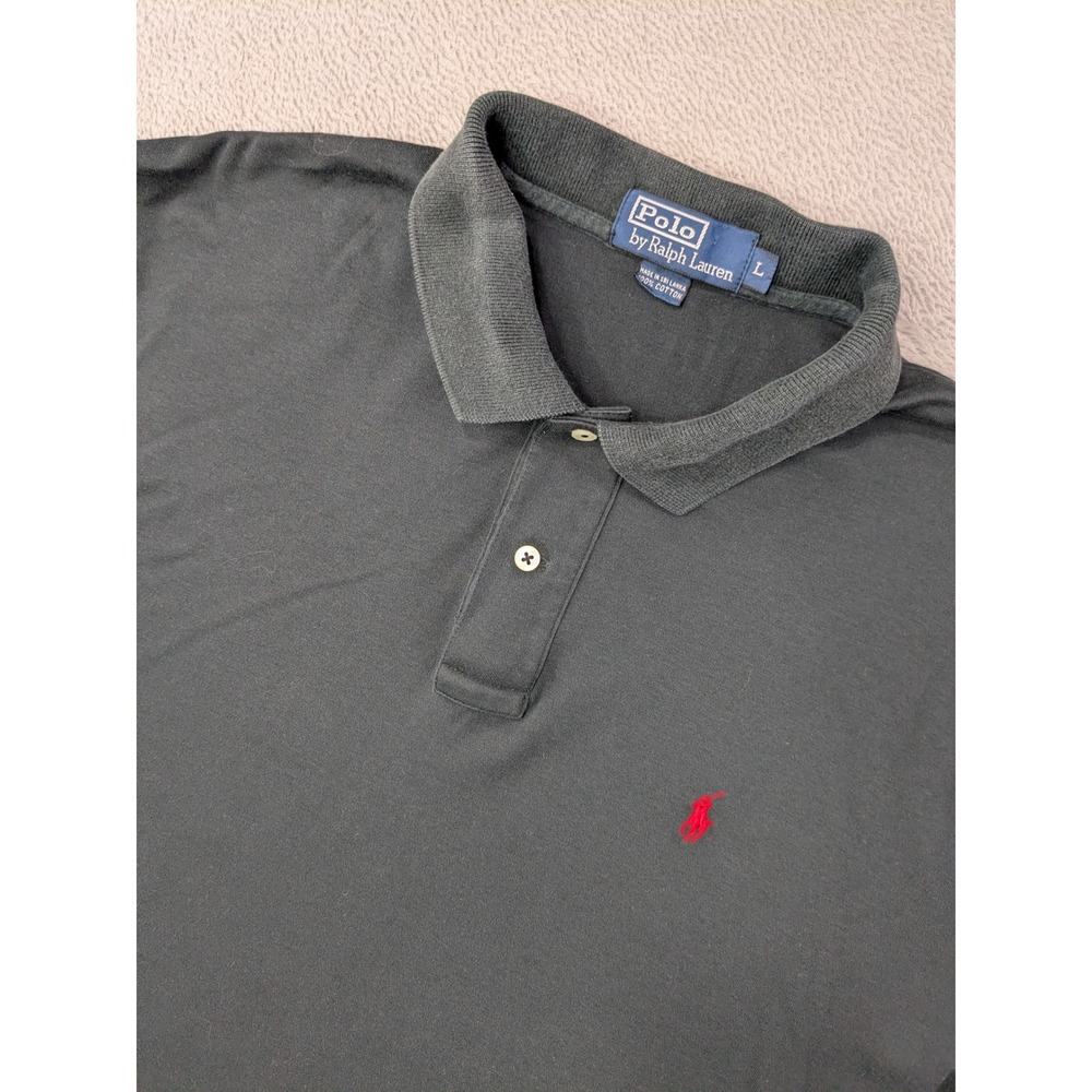 Polo Ralph Lauren Mens Size Large Black Short Sleeve Polo Shirt Red Pony Logo